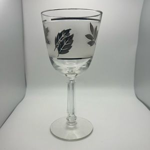 Set Of 6 - VINTAGE LIBBEY SILVER LEAF WINE GLASSES MID CENTURY MODERN MCM